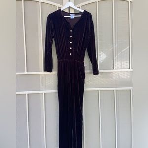 Cold water Creek Chocolate Velvet Jumpsuit